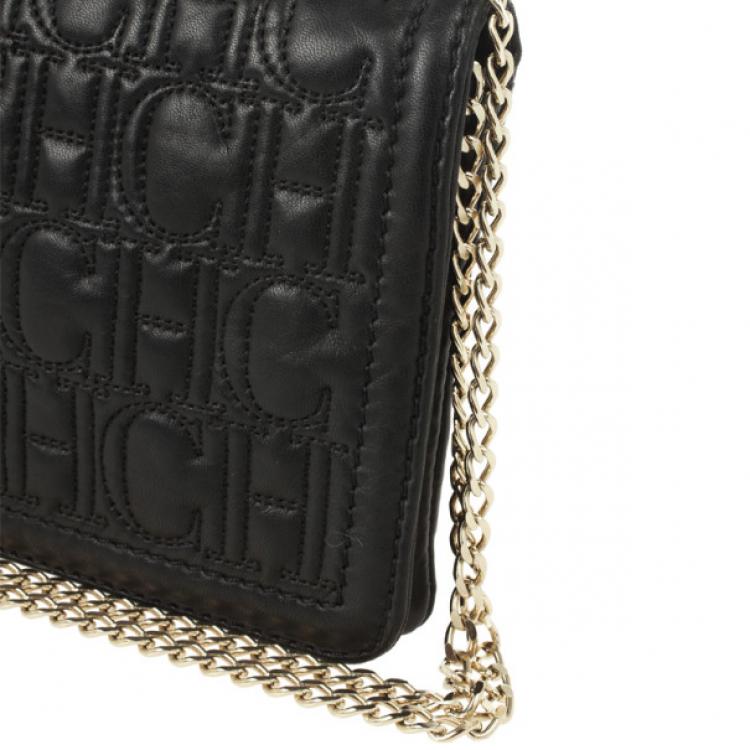 Pre Owned Carolina Herrera Monogram Embossed Bag