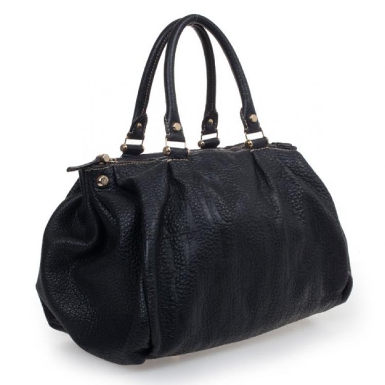 Pre Owned Carolina Herrera Black Monogram Boston Bag