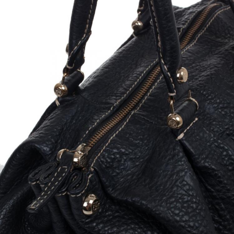 Pre Owned Carolina Herrera Black Monogram Boston Bag