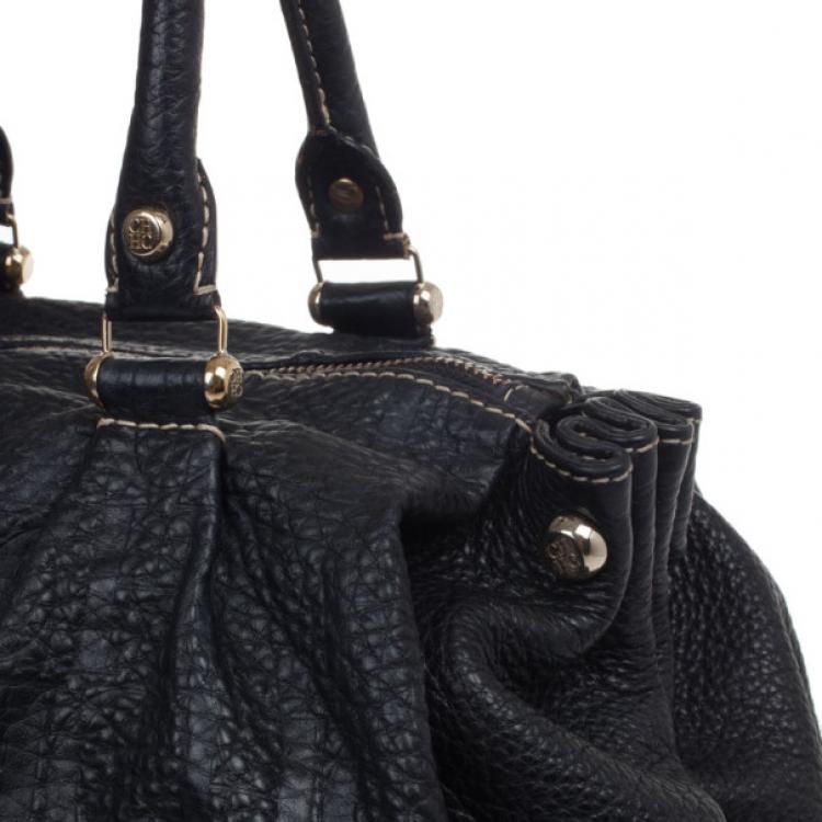 Pre Owned Carolina Herrera Black Monogram Boston Bag