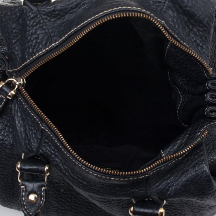 Pre Owned Carolina Herrera Black Monogram Boston Bag