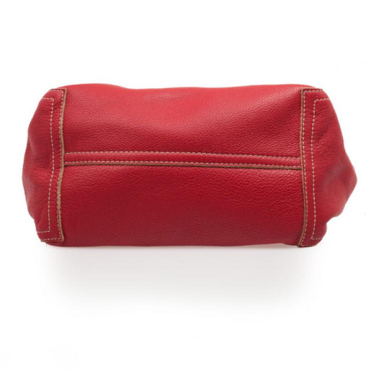 Pre Owned Carolina Herrera Red Leather Tote