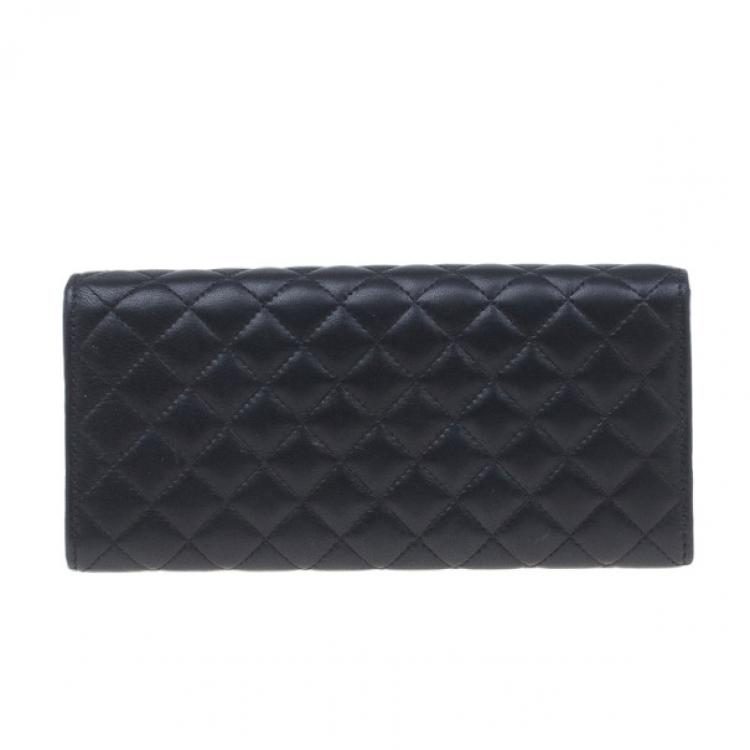 Pre Owned Carolina Herrera Black Quilted Leather Continental Wallet