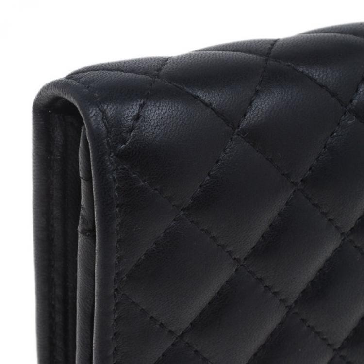 Pre Owned Carolina Herrera Black Quilted Leather Continental Wallet