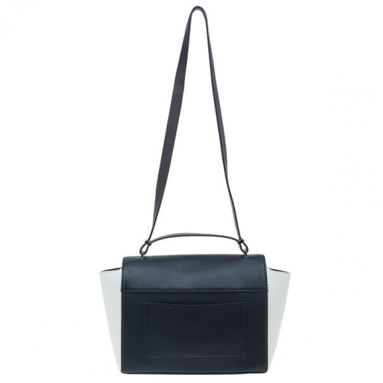 Pre Owned Carolina Herrera Black and White Leather Casati Shoulder Bag