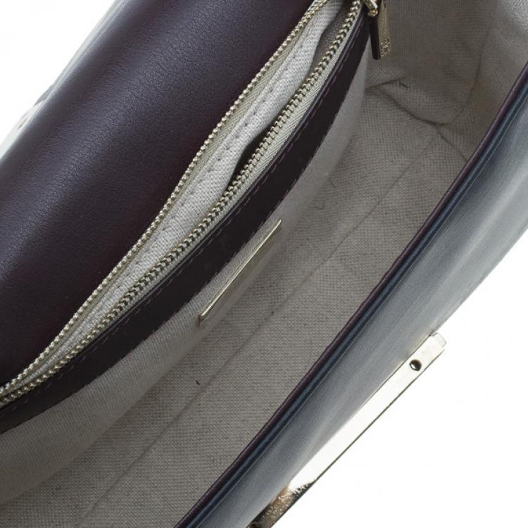 Pre Owned Carolina Herrera Black and White Leather Casati Shoulder Bag