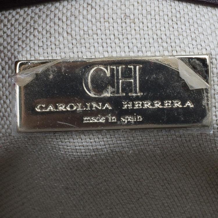 Pre Owned Carolina Herrera Black and White Leather Casati Shoulder Bag