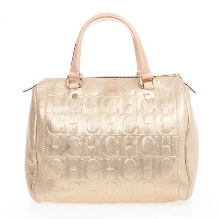 مملوكة مسبقًا Carolina Herrera Metallic Andy Boston Bag