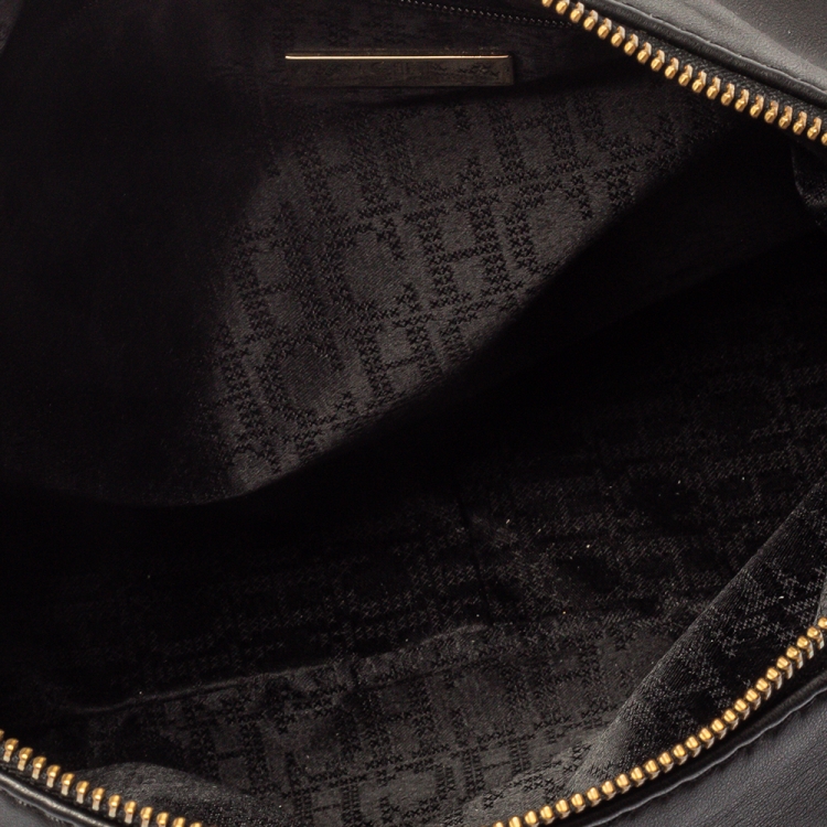 Pre Owned Carolina Herrera Black Leather Bow Zip Hobo