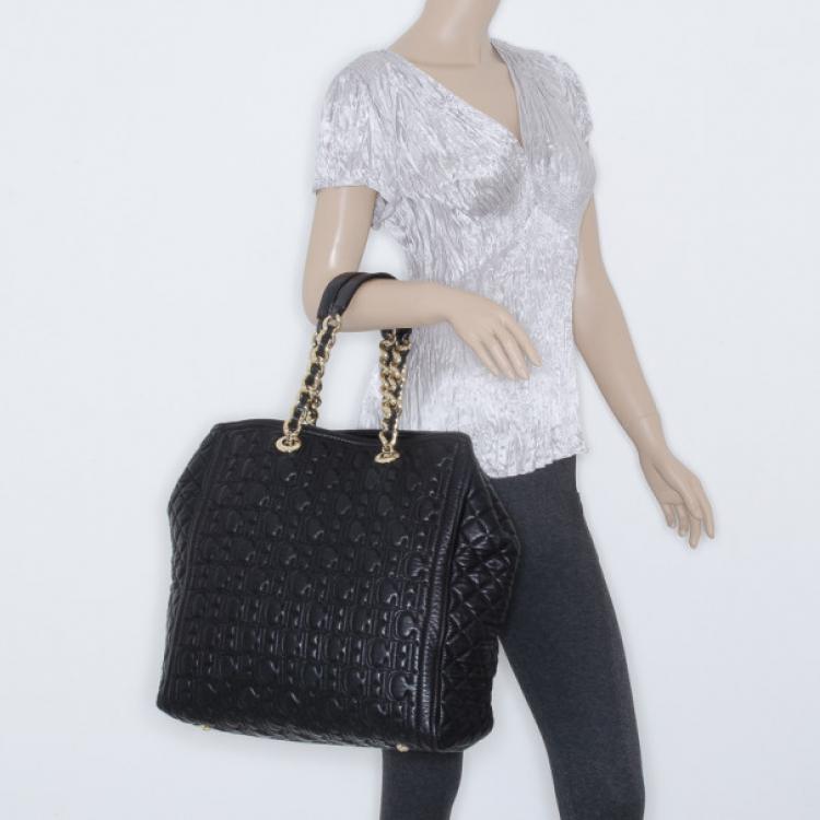 Pre Owned Carolina Herrera CH Black Monogram Tote