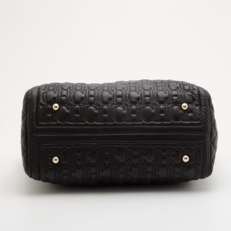 Pre Owned Carolina Herrera CH Black Monogram Tote