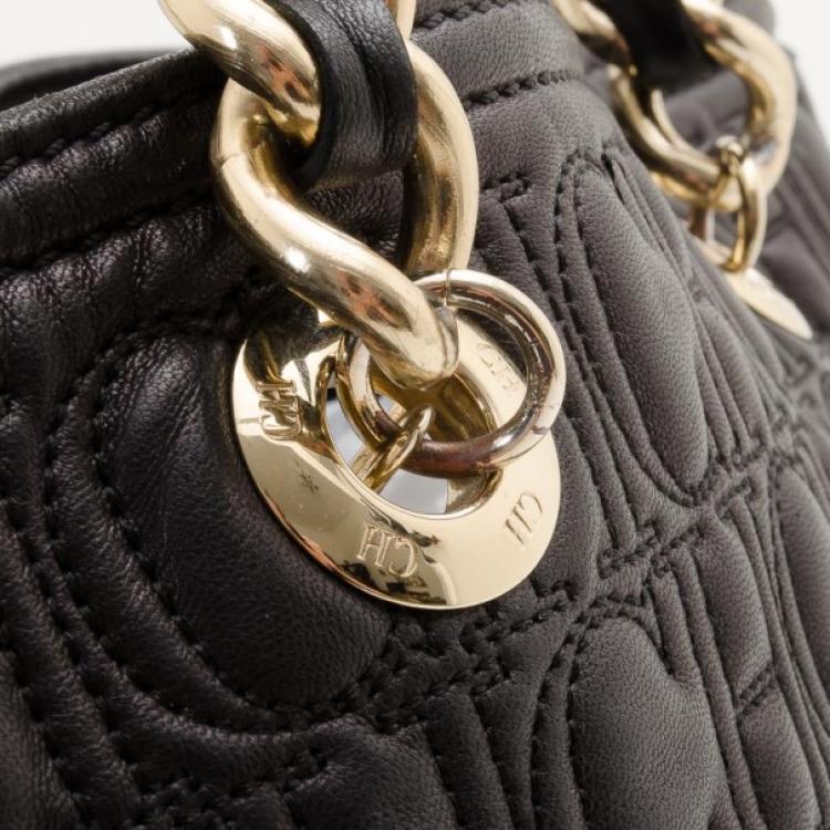 Pre Owned Carolina Herrera CH Black Monogram Tote