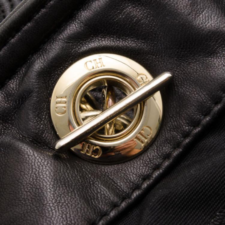 Pre Owned Carolina Herrera CH Black Monogram Tote