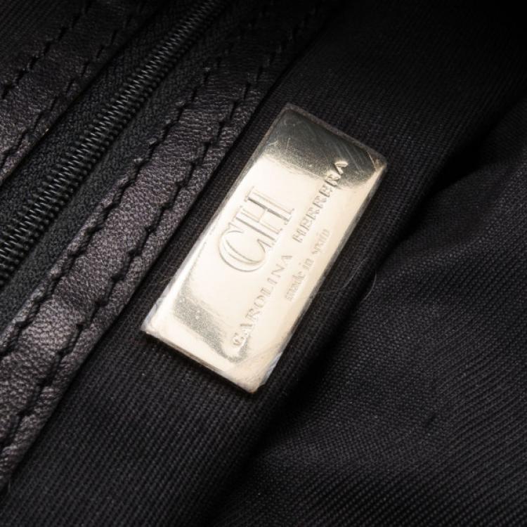 Pre Owned Carolina Herrera CH Black Monogram Tote