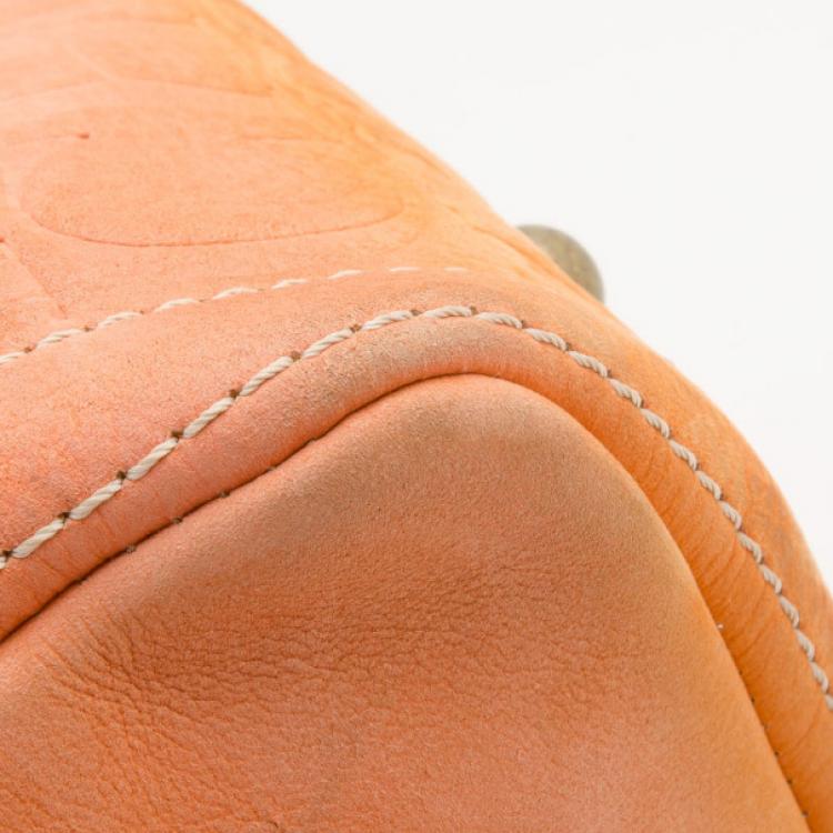 Pre Owned Carolina Herrera Orange Suede Andy Boston Bag