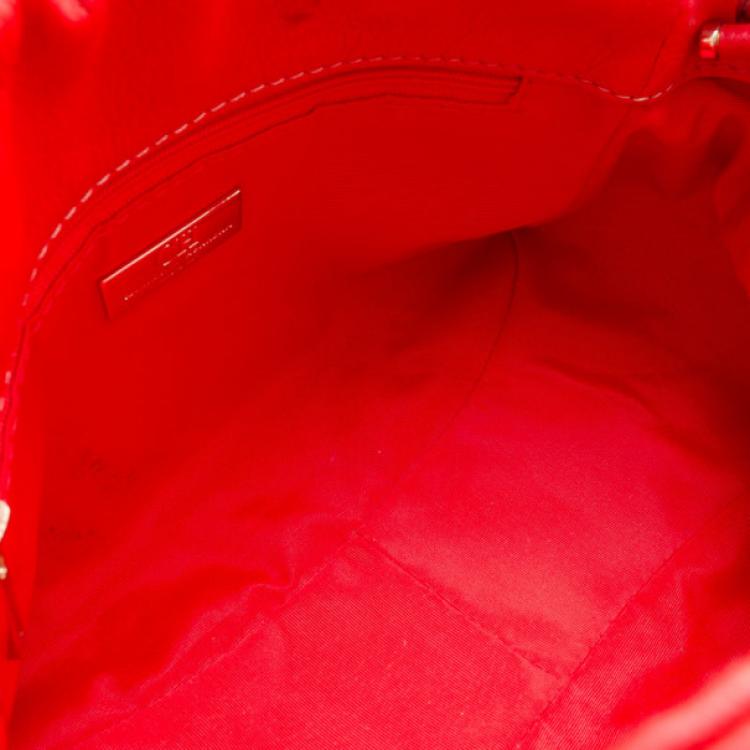 Pre Owned Carolina Herrera Red Embossed Leather Shoulder Bag