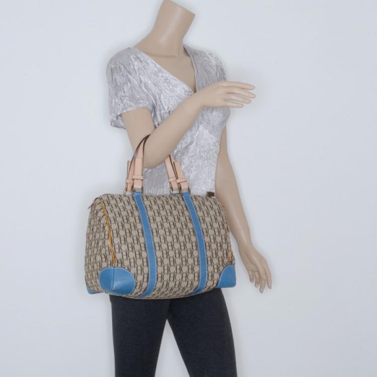 Pre Owned Carolina Herrera Monogram Canvas and Leather Boston