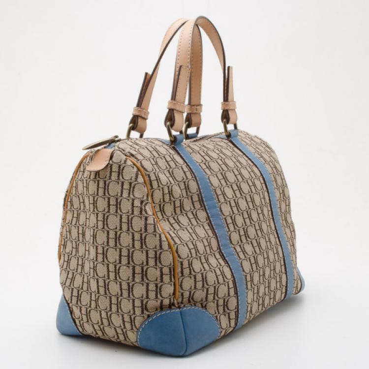Pre Owned Carolina Herrera Monogram Canvas and Leather Boston