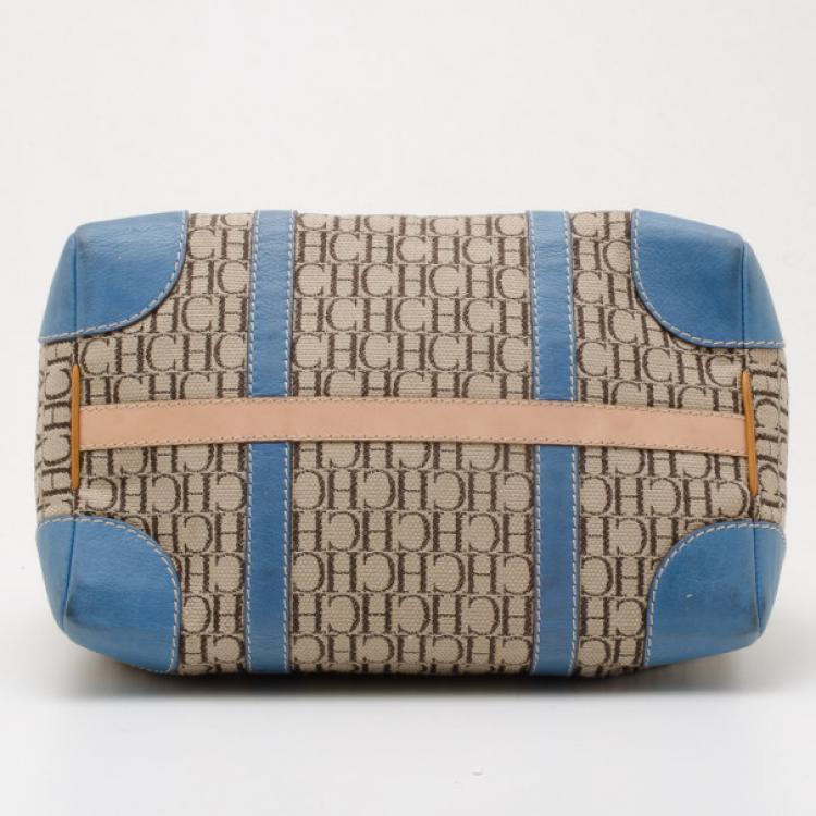 Pre Owned Carolina Herrera Monogram Canvas and Leather Boston