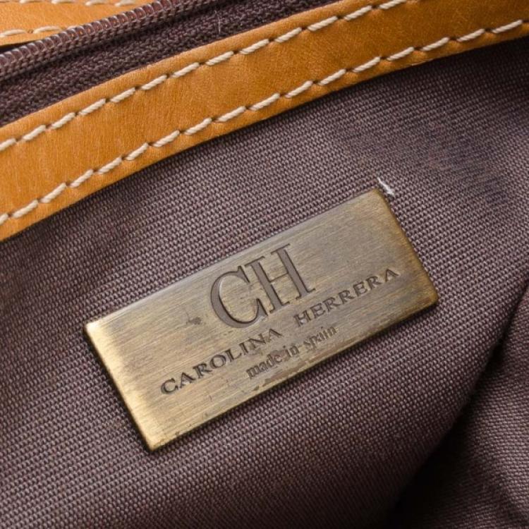 Pre Owned Carolina Herrera Monogram Canvas and Leather Boston