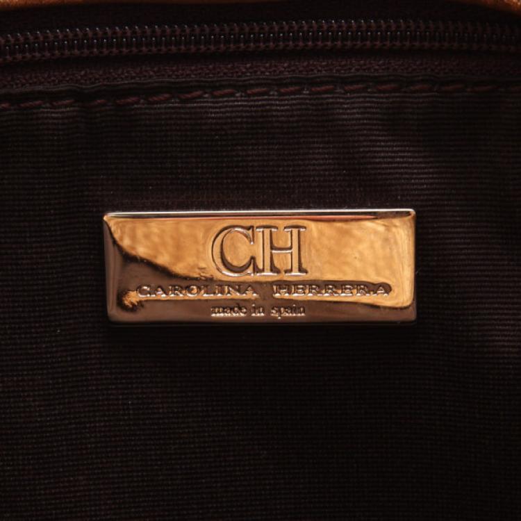 Pre Owned Carolina Herrera 'Audrey' Bronze Monogram Embossed Bag