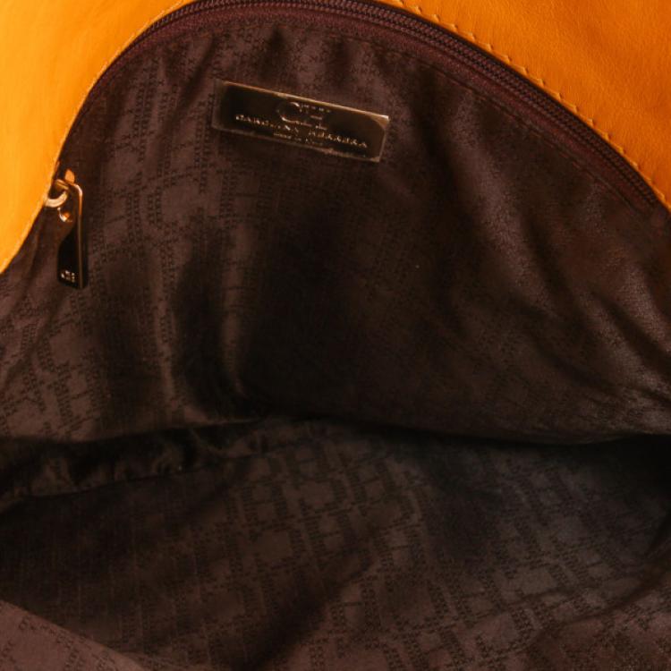 Pre Owned Carolina Herrera Yellow Envelope Shoulder Bag