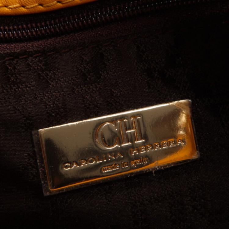 Pre Owned Carolina Herrera Yellow Envelope Shoulder Bag