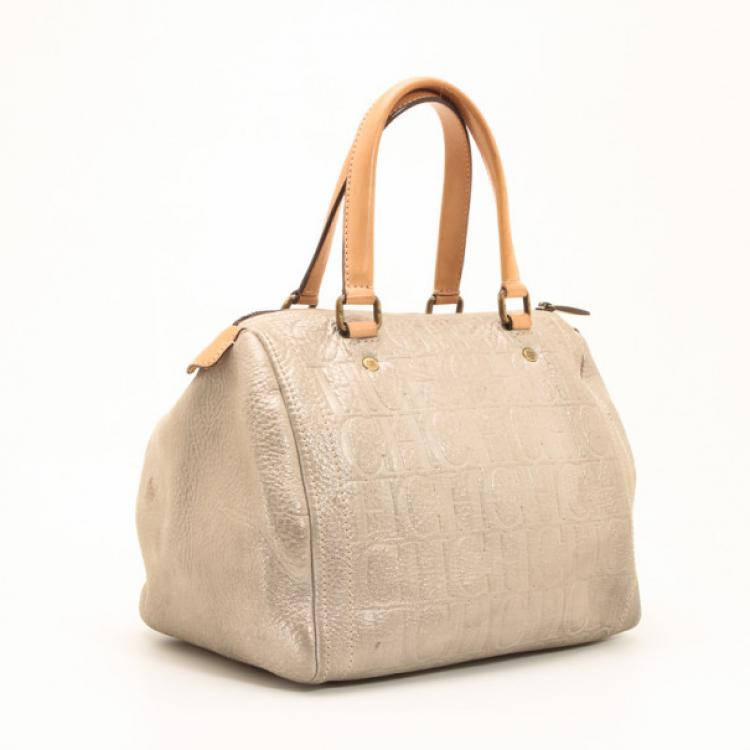 Pre Owned  Carolina Herrera Metallic Andy Boston Bag  