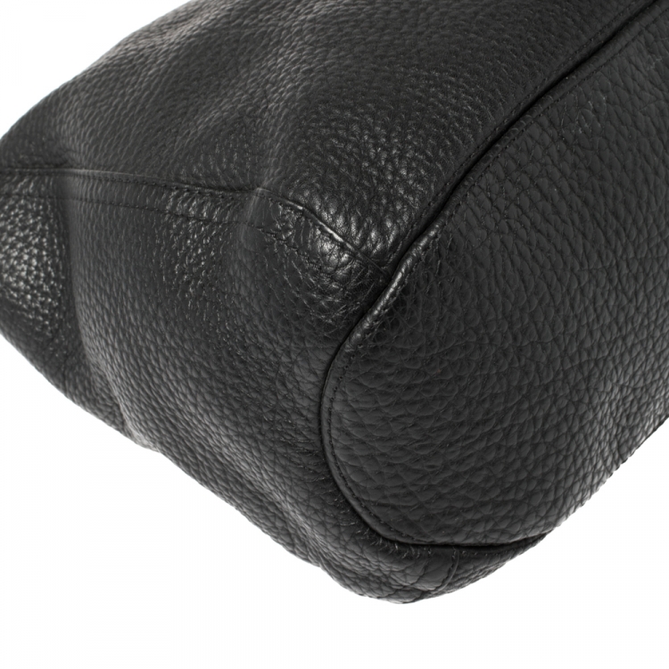 Pre Owned Carolina Herrera Black Leather Tassel Chain Hobo