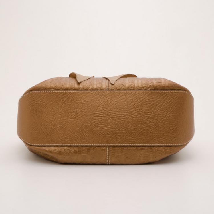 Pre Owned Carolina Herrera Monogram Embossed Scarf Tote