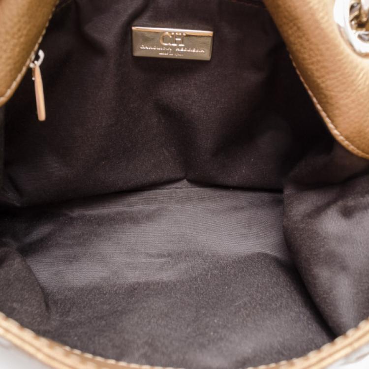 Pre Owned Carolina Herrera Audrey Bronze Bow Handbag