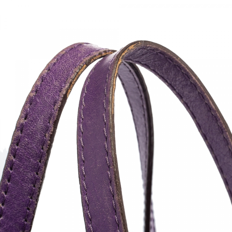 Pre Owned Carolina Herrera Purple Monogram Leather Matryoshka Tote