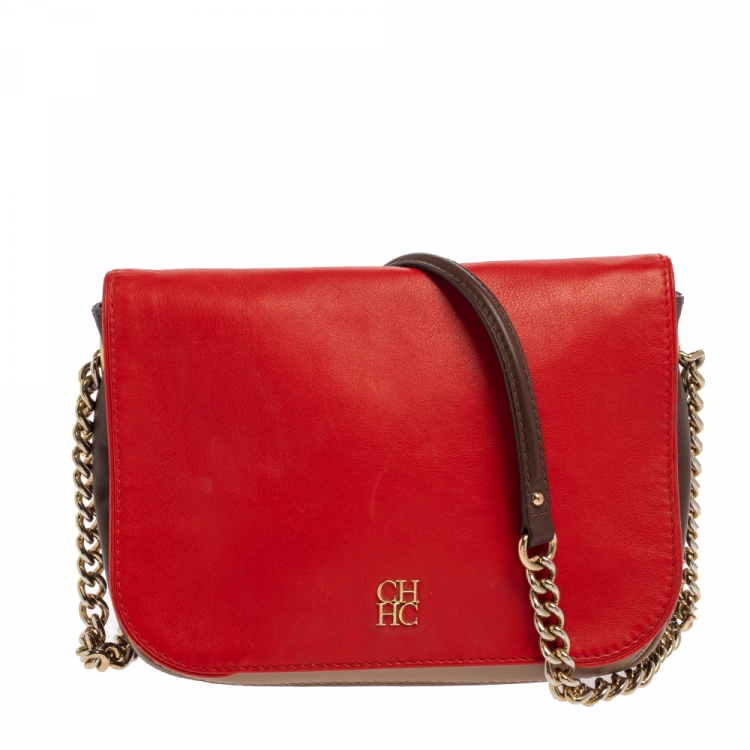 Pre Owned Carolina Herrera Multicolor Leather New Baltazar Flap Shoulder Bag