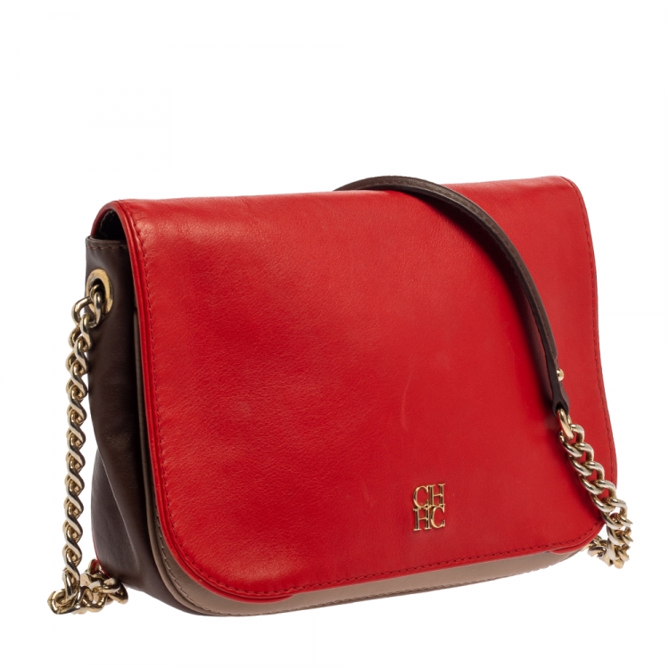 Pre Owned Carolina Herrera Multicolor Leather New Baltazar Flap Shoulder Bag