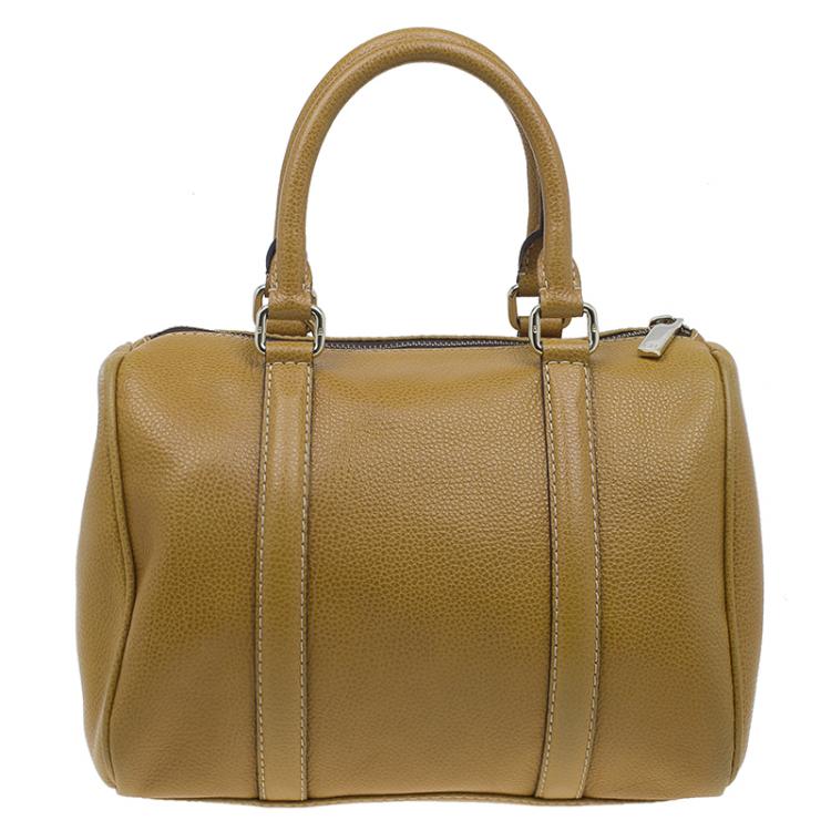 Pre Owned Carolina Herrera Camel Leahter Padlock Charm Boston Bag