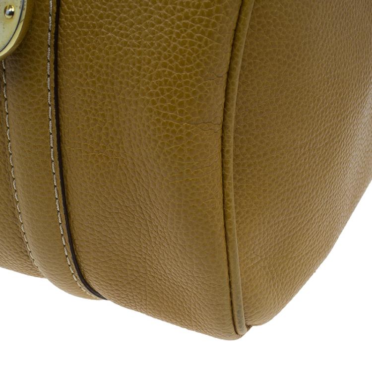 Pre Owned Carolina Herrera Camel Leahter Padlock Charm Boston Bag