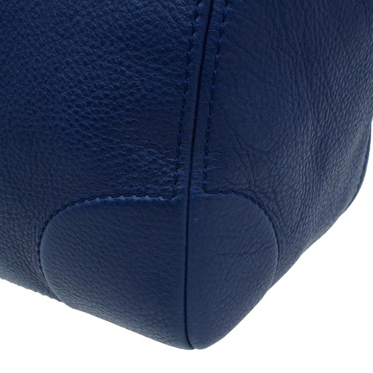 Pre Owned Carolina Herrera Blue Leather Boston Bag