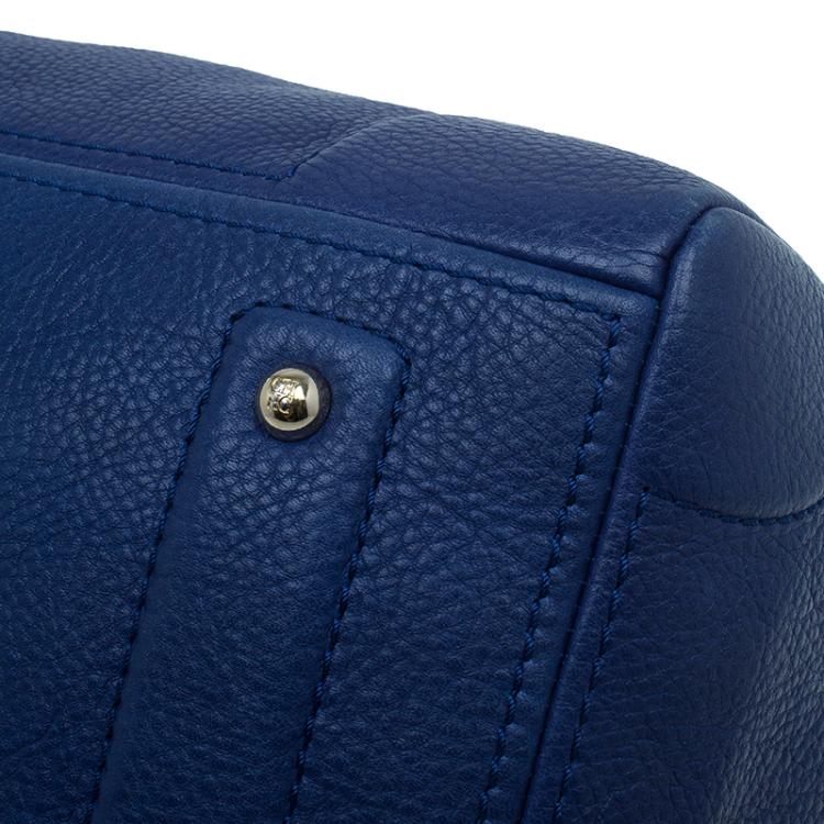 Pre Owned Carolina Herrera Blue Leather Boston Bag