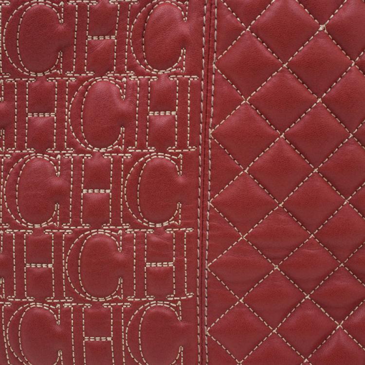 Pre Owned Carolina Herrera Red Quilted Leather Tote