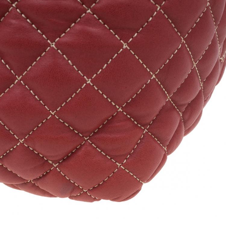 Pre Owned Carolina Herrera Red Quilted Leather Tote