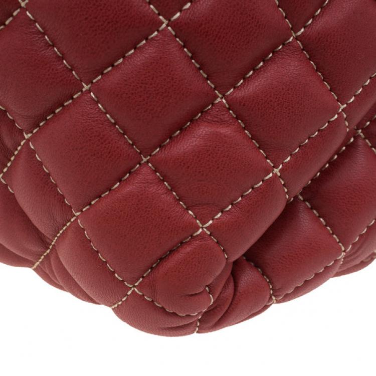 Pre Owned Carolina Herrera Red Quilted Leather Tote