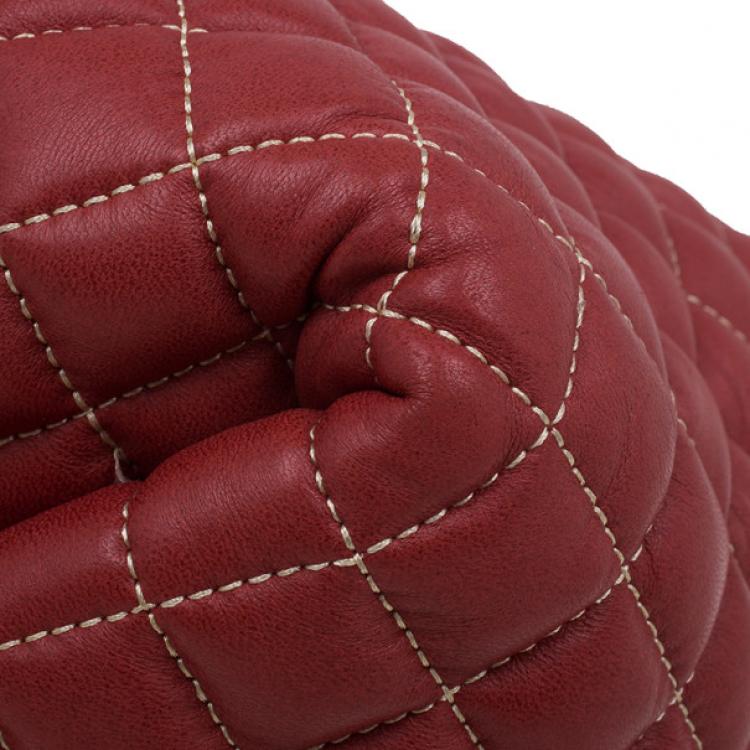 Pre Owned Carolina Herrera Red Quilted Leather Tote