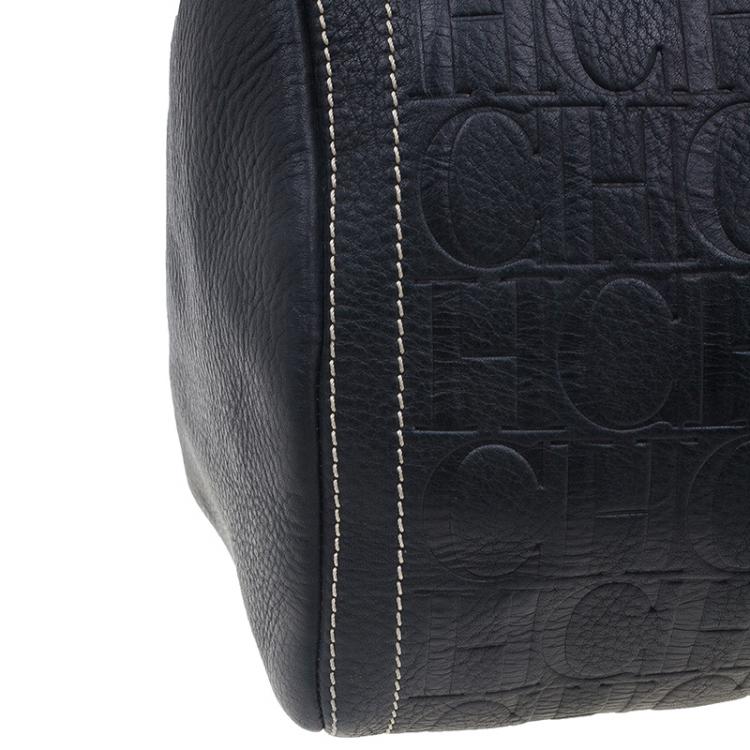 Pre Owned Carolina Herrera Black Leather Andy Boston Bag