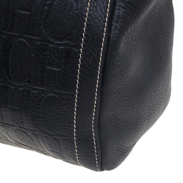 Pre Owned Carolina Herrera Black Leather Andy Boston Bag