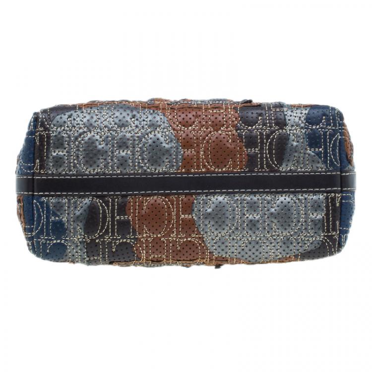 Pre Owned Carolina Herrera Multicolor Perforated Leather Tote Bag