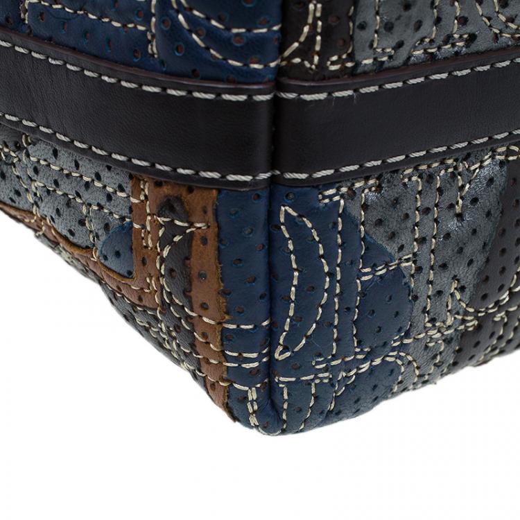 Pre Owned Carolina Herrera Multicolor Perforated Leather Tote Bag
