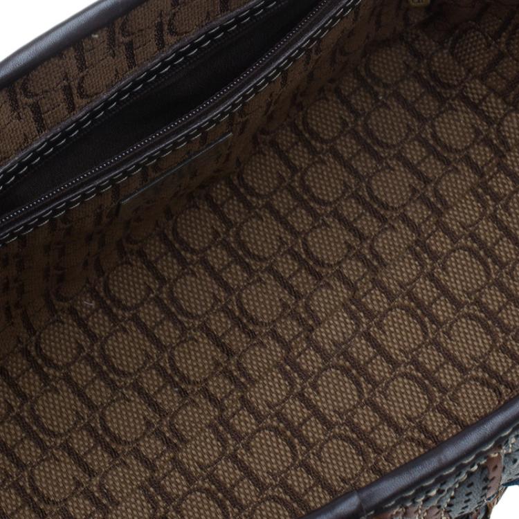 Pre Owned Carolina Herrera Multicolor Perforated Leather Tote Bag