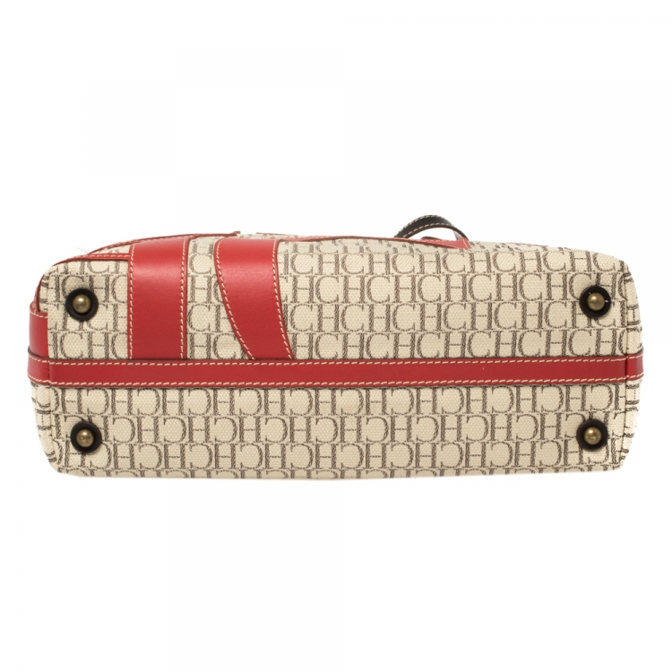 Pre Owned Carolina Herrera Multicolor Monogram Canvas and Leather Tote