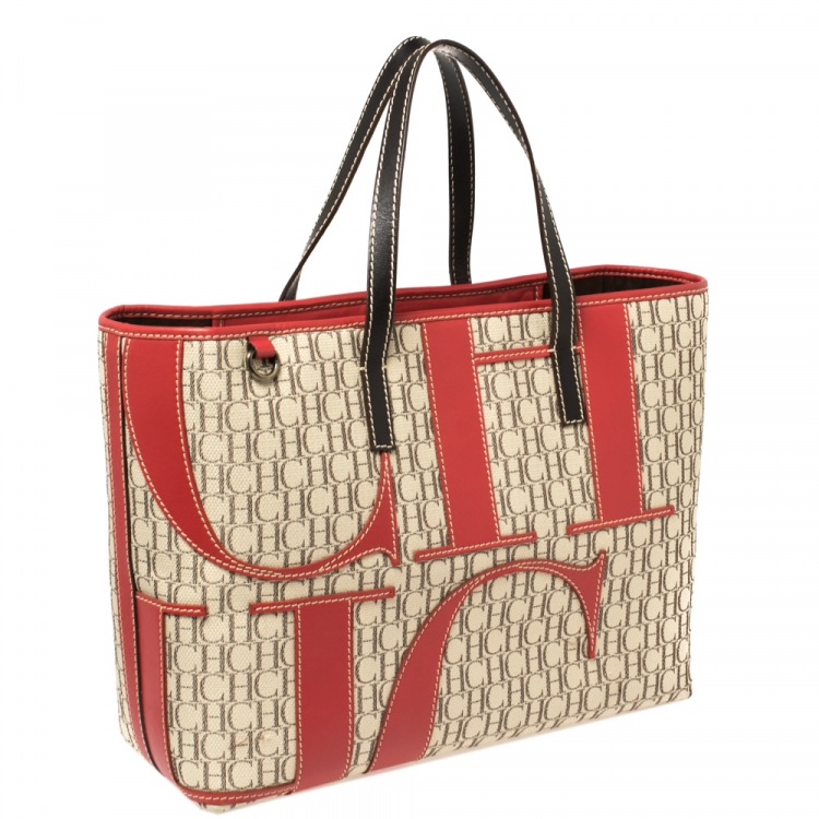 Pre Owned Carolina Herrera Multicolor Monogram Canvas and Leather Tote