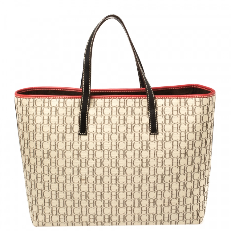Pre Owned Carolina Herrera Multicolor Monogram Canvas and Leather Tote